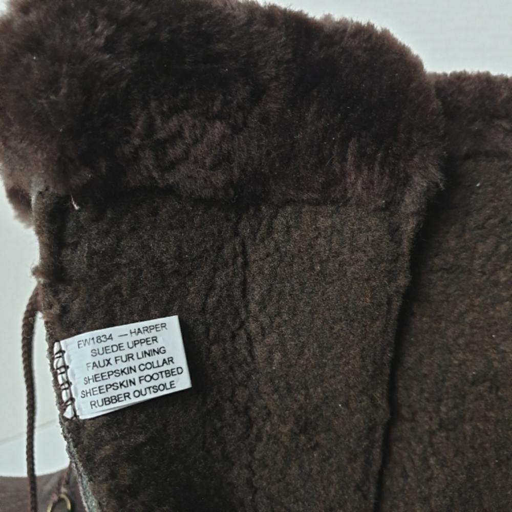 Lamo Wm Harper Premium Choc Brown Suede & Sheepskin Lined Tall Winter Boots 6-7 - Picture 14 of 16